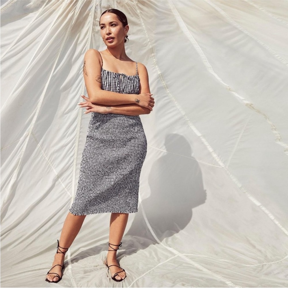 J.Crew smocked gingham dress